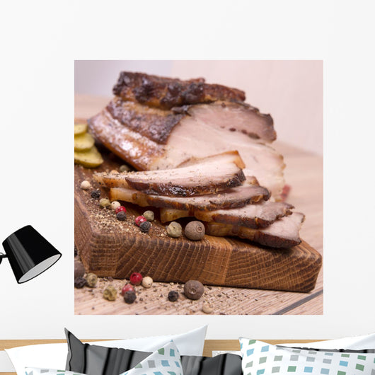 Hot smoked pork belly with peppers Wall Mural