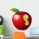 illustration of Cartoon Worm In Red Apple Wall Decal