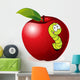 illustration of Cartoon Worm In Red Apple Wall Decal