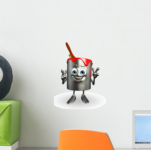 Paint Bucket Character is pointing Wall Decal
