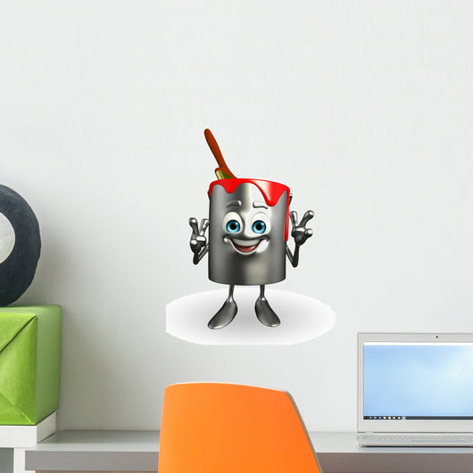 Paint Bucket Character is pointing Wall Decal