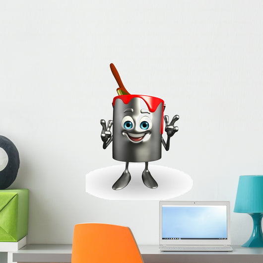 Paint Bucket Character is pointing Wall Decal