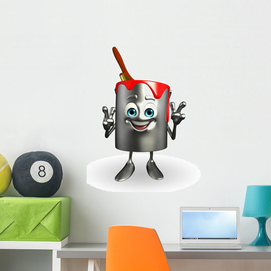 Paint Bucket Character is pointing Wall Decal