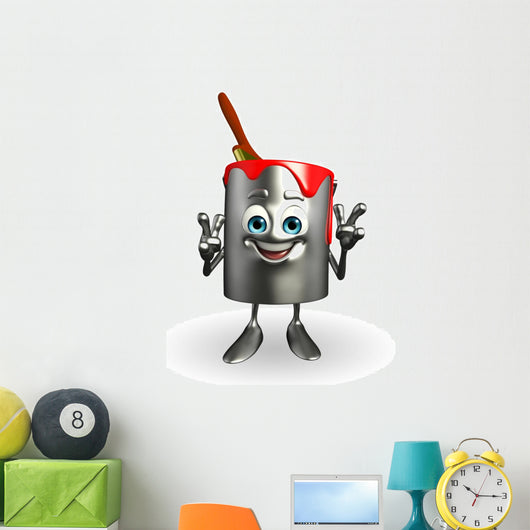 Paint Bucket Character is pointing Wall Decal