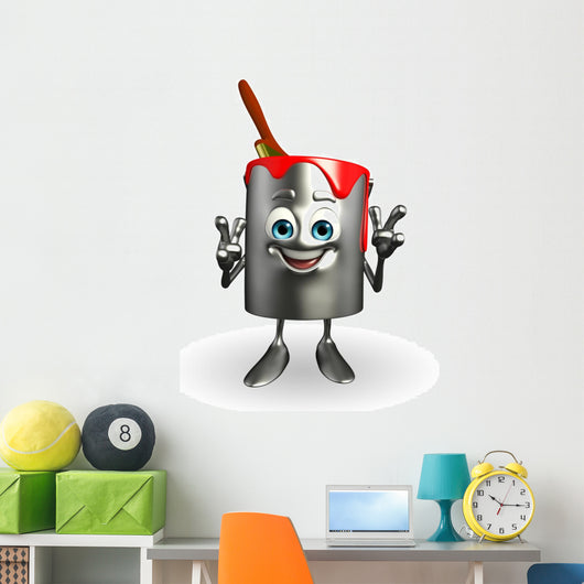 Paint Bucket Character is pointing Wall Decal