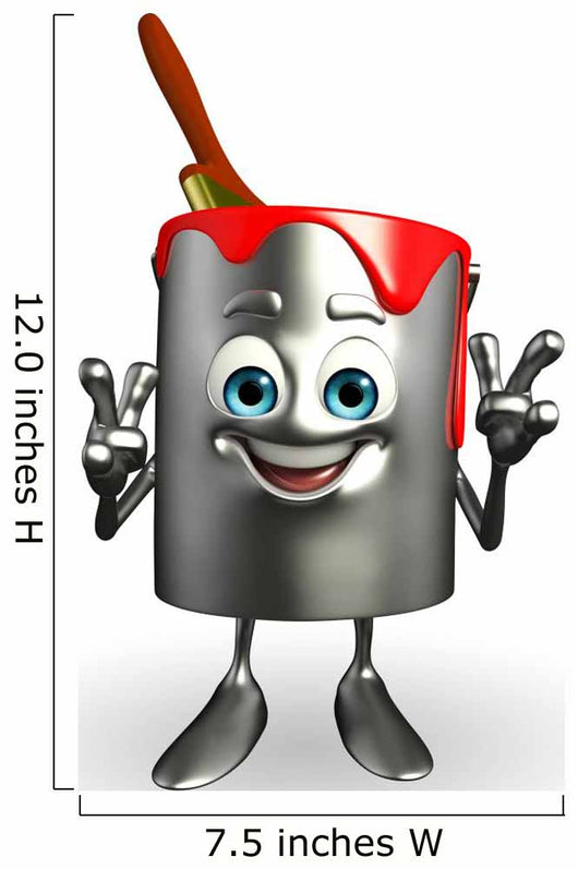 Paint Bucket Character is pointing Wall Decal