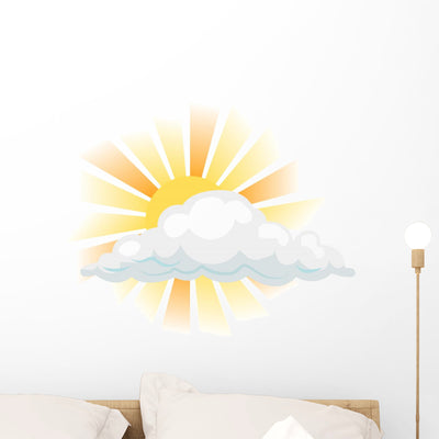 Sun and Cloud Wall Decal shown on a wall