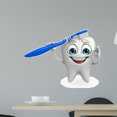Teeth Character with Tooth shown on a wall