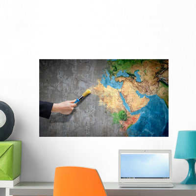 Let's Color World Wall Decal shown on a wall