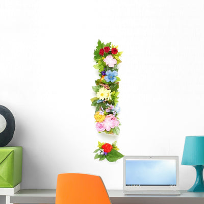Exclamation Point Flowers Wall Decal shown on a wall