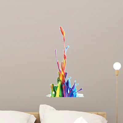Colorful Paint Splashing Wall Decal shown on a wall