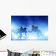 American football players in game, touchdown. Stadium lights Wall Mural
