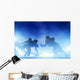 American football players in game, touchdown. Stadium lights Wall Mural
