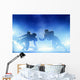 American football players in game, touchdown. Stadium lights Wall Mural