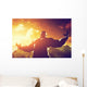 Muscular strong man with hero, athletic body shape showing power Wall Mural