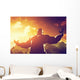 Muscular strong man with hero, athletic body shape showing power Wall Mural