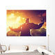 Muscular strong man with hero, athletic body shape showing power Wall Mural