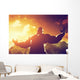Muscular strong man with hero, athletic body shape showing power Wall Mural