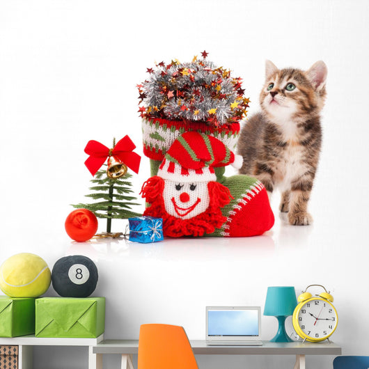 Happy Holidays kitten Wall Decal