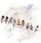 Watercolor Image Perching Birds Wall Decal