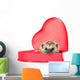 Small Forest Hedgehog in a Red Gift Box in Heart Shape Wall Decal