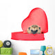 Small Forest Hedgehog in a Red Gift Box in Heart Shape Wall Decal