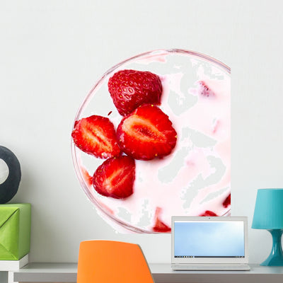 Strawberry Dessert Wall Decal shown on a wall