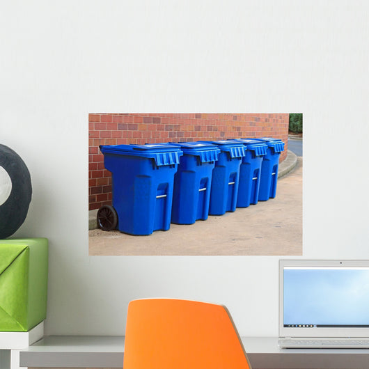 Blue Garbage Cans Wall Mural