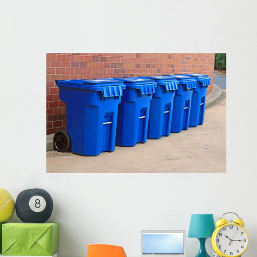 Blue Garbage Cans Wall Mural