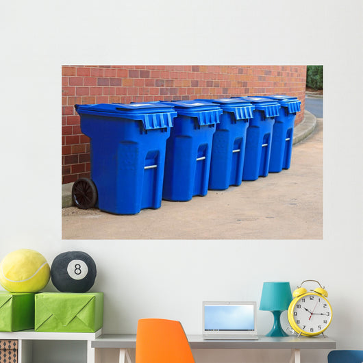 Blue Garbage Cans Wall Mural