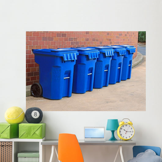 Blue Garbage Cans Wall Mural