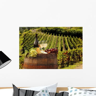 White Wine with Barell Wall Mural shown on a wall