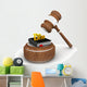Wooden gavel and law book. Wall Decal