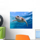face close up of a green sea turtle Wall Mural