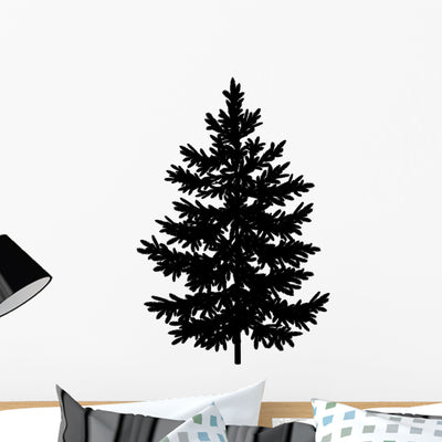 Christmas Spruce Fir Tree Wall Decal shown on a wall