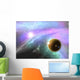 Fantasy deep space nebula with planet and stars Wall Mural