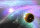 Fantasy deep space nebula with planet and stars Wall Mural
