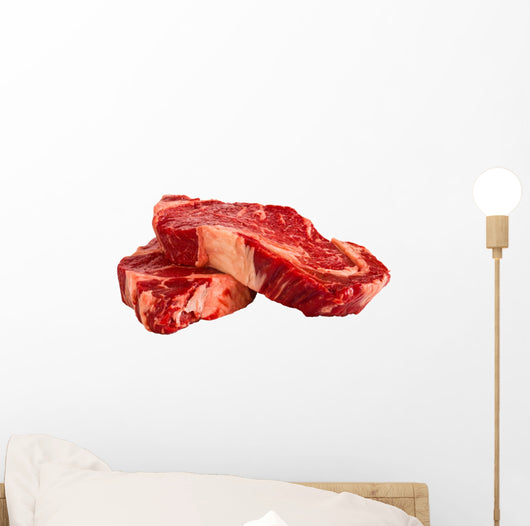 Ribeye steaks isolated on white background Wall Decal