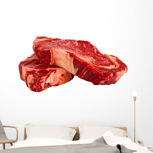 Ribeye steaks isolated on white background Wall Decal