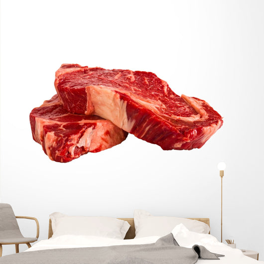 Ribeye steaks isolated on white background Wall Decal
