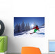 Skier against mountains Wall Mural