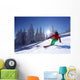 Skier against mountains Wall Mural