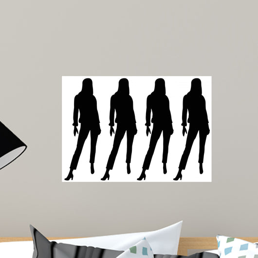 Black Silhouettes Females Standing