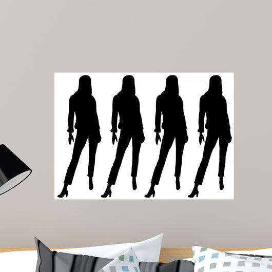 Black Silhouettes Females Standing