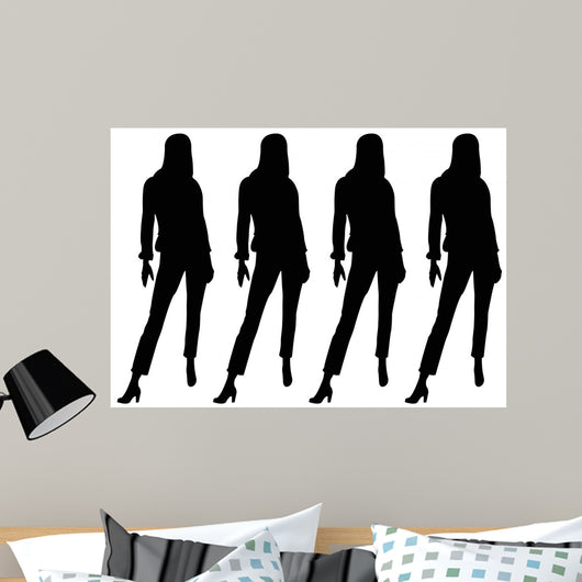 Black Silhouettes Females Standing
