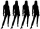 Black Silhouettes Females Standing