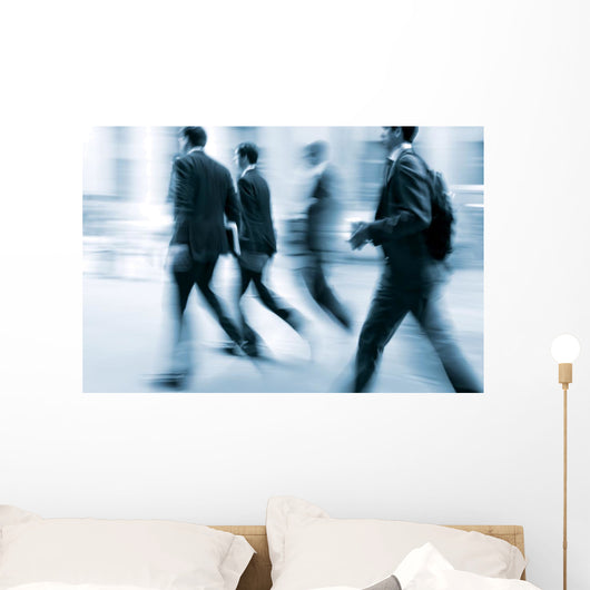 motion blurred business people walking on the street Wall Mural
