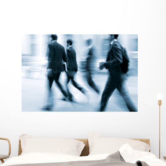 motion blurred business people walking on the street Wall Mural