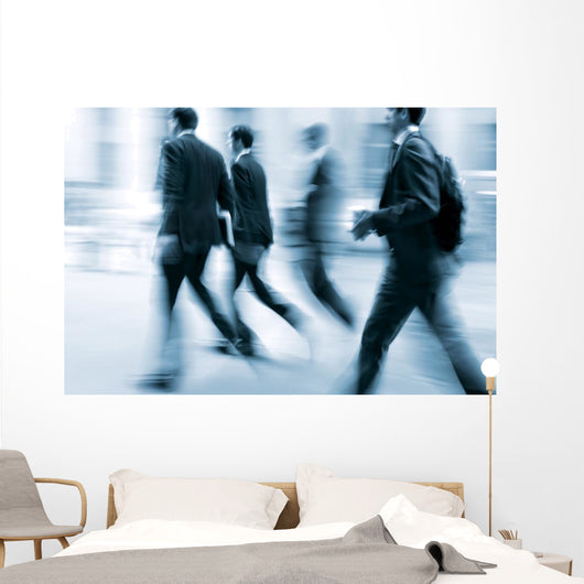 motion blurred business people walking on the street Wall Mural