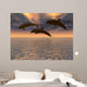 Dolphin Red Sunset Wall Mural